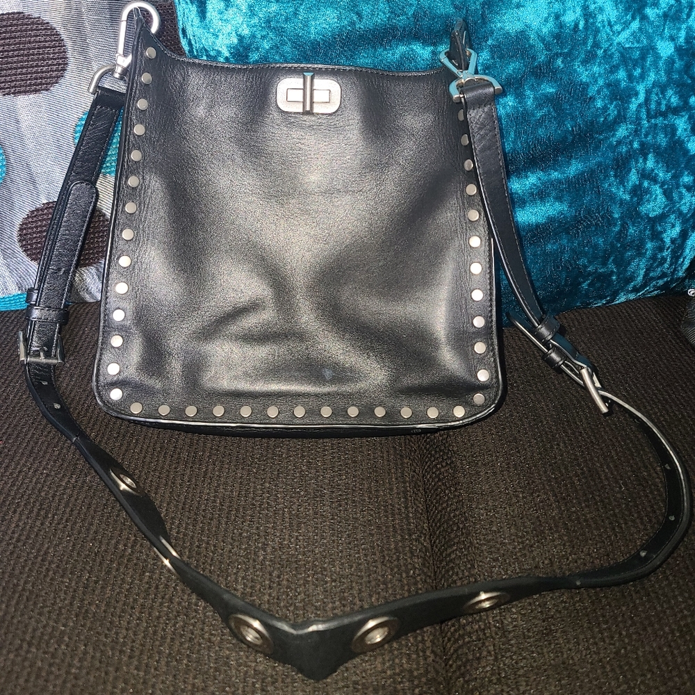Sullivan Studded Pebbled Leather Messenger Bag